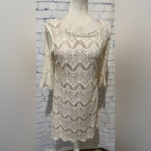 RN Studio By Ronni Nicole White/Nude Lace Dress Women's Size 6